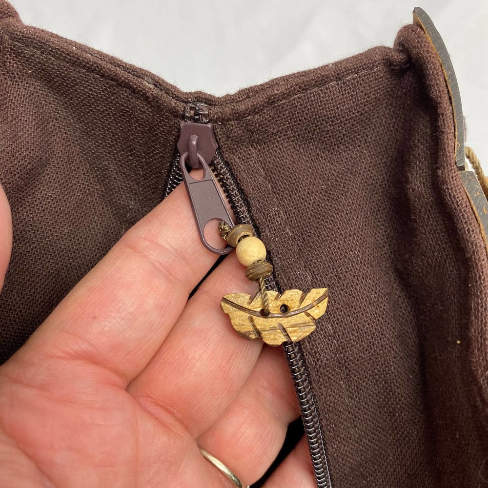 Handmade Coconut Shell Patchwork Handbag Tote Shoulder Beaded Strap - Picture 4 of 10